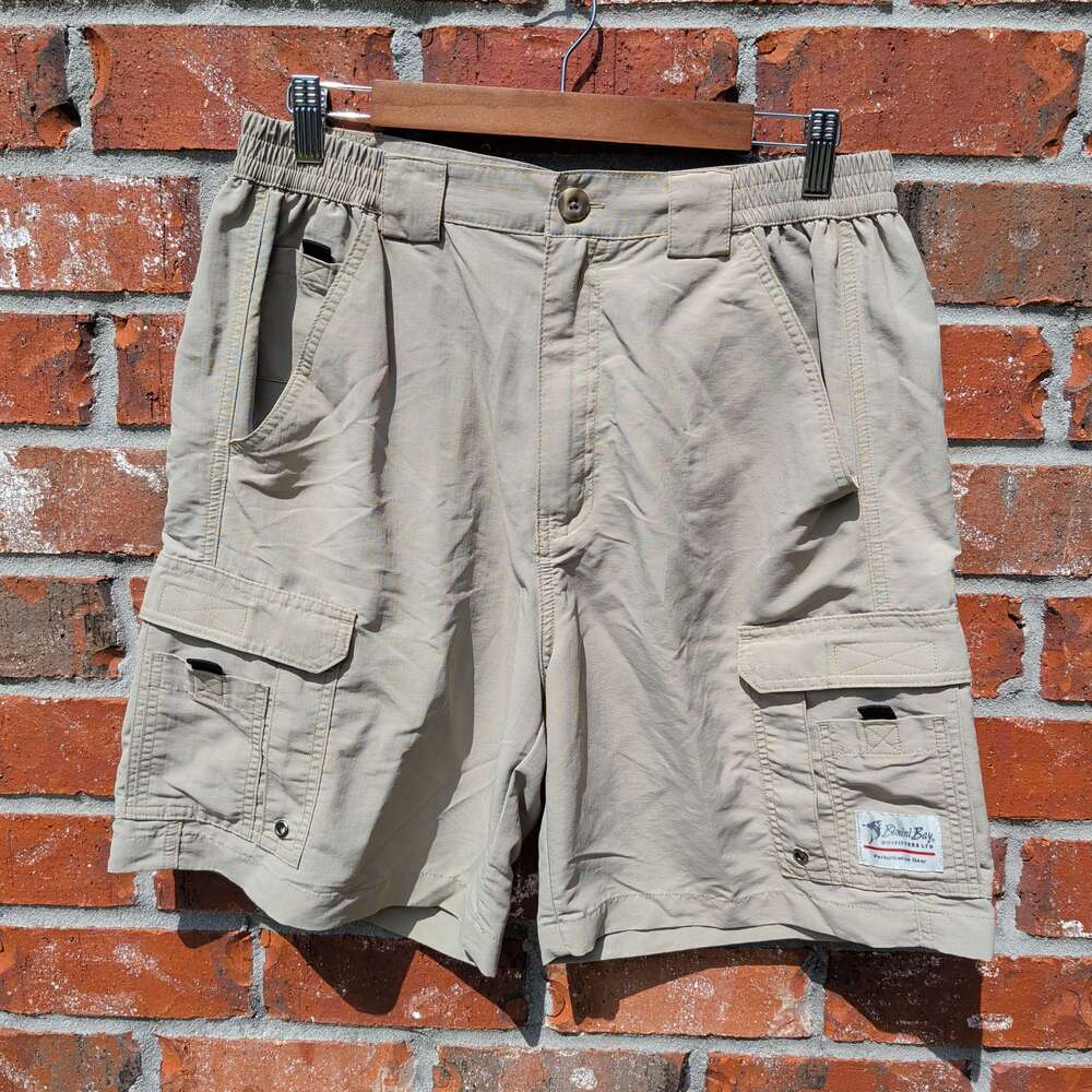 Bimini Bay Outfitters Fishing Cargo Shorts Mens 34 Khaki Nylon Performance Gear